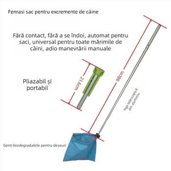 Dispozitiv pentru colectarea gunoiului de câine, pliabil, colector automat, cu pungi pentru deșeuri de animale de companie