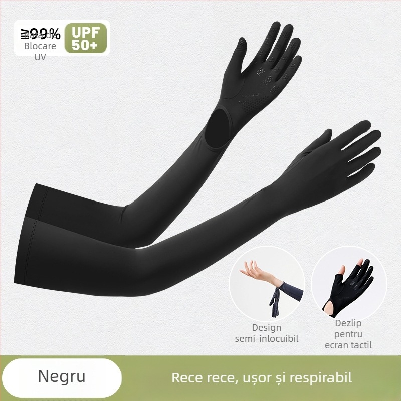 Manșete pentru exterior cu protecție UV, anti-derapare la nivelul palmei, design monobloc, deget întreg, material nylon
