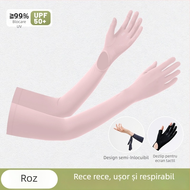 Manșete pentru exterior cu protecție UV, anti-derapare la nivelul palmei, design monobloc, deget întreg, material nylon