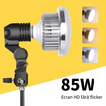 Lumină LED de fill pentru streaming live și fotografie, 85W, 220V, sursă LED, soclu E14, rază de 3m