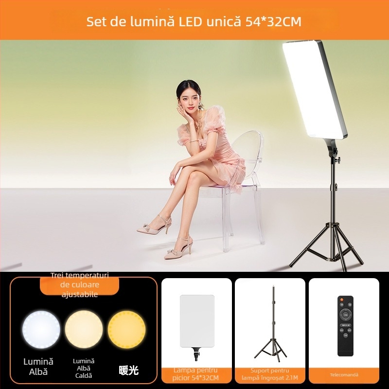 Lumină portabilă pentru fotografie, reglabilă în intensitate și temperatură de culoare, fără sursă de alimentare proprie