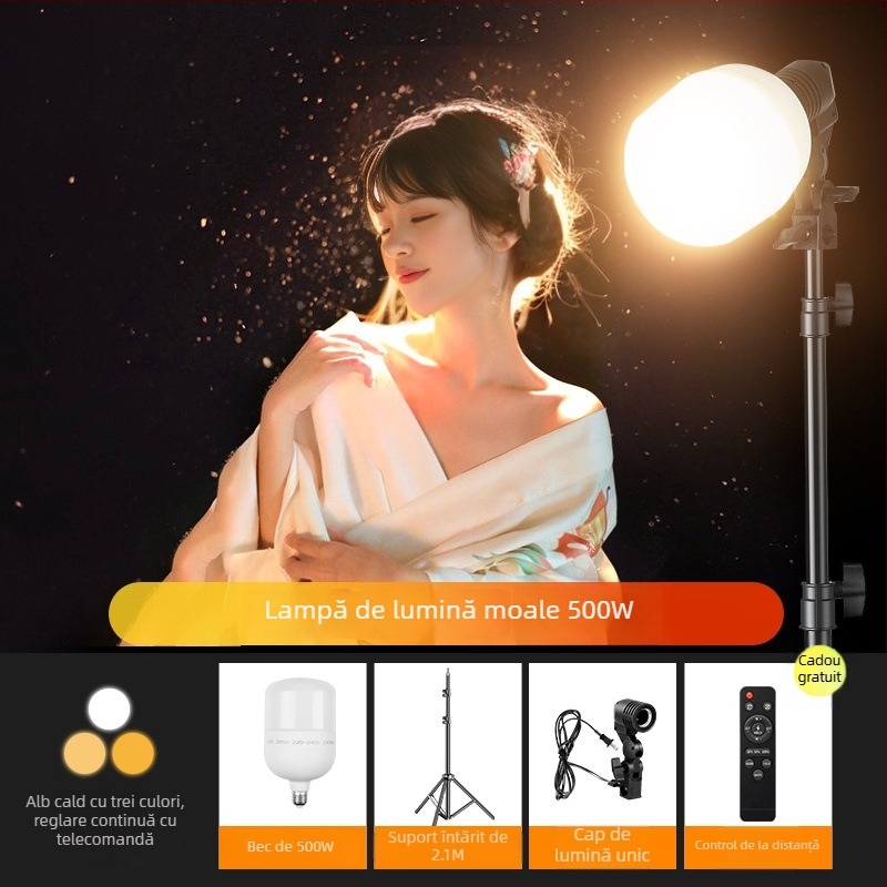 Lumină de înfrumusețare pentru streaming live cu fill light pentru păr, iluminare spot și contur, temperatură a culorii multicoloră, sursă de alimentare independentă, luminozitate reglabilă