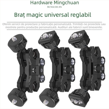 Braț magic reglabil cu montări de 1/4 și 3/8 inch, aliaj de aluminiu, sarcină maximă 2-5 kg, greutate 120 g