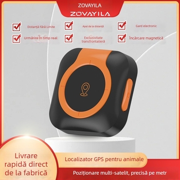 GPS tracker pentru animale de companie cu monitorizare a sănătății, temperatură și ritm cardiac pentru câini și pisici – compatibil Android și iOS, baterie de 600mAh, USB 2.0, carcasă ABS+PC