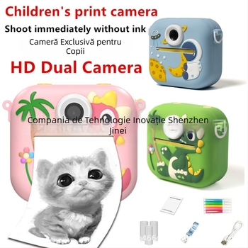 Cameră pentru copii cu imprimare – model P9, 48MP, ecran LCD 2,4'', card TF, corp ABS+ silica gel, autonomie baterie 1–2 ore