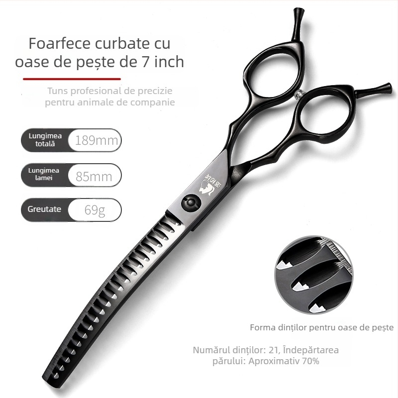 Foarfece de îngrijire a animalelor – pentru câini, set pentru întreținerea blănii cu lame drepte și curbate, cutie cu 234 bucăți, cod F97TSJ7M986JJ5