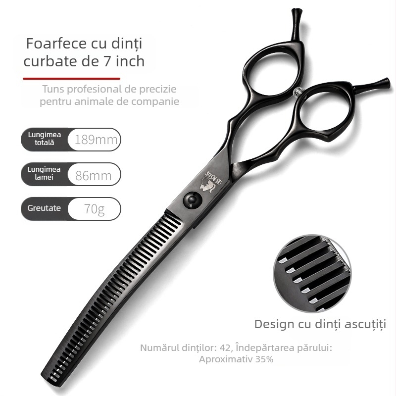 Foarfece de îngrijire a animalelor – pentru câini, set pentru întreținerea blănii cu lame drepte și curbate, cutie cu 234 bucăți, cod F97TSJ7M986JJ5
