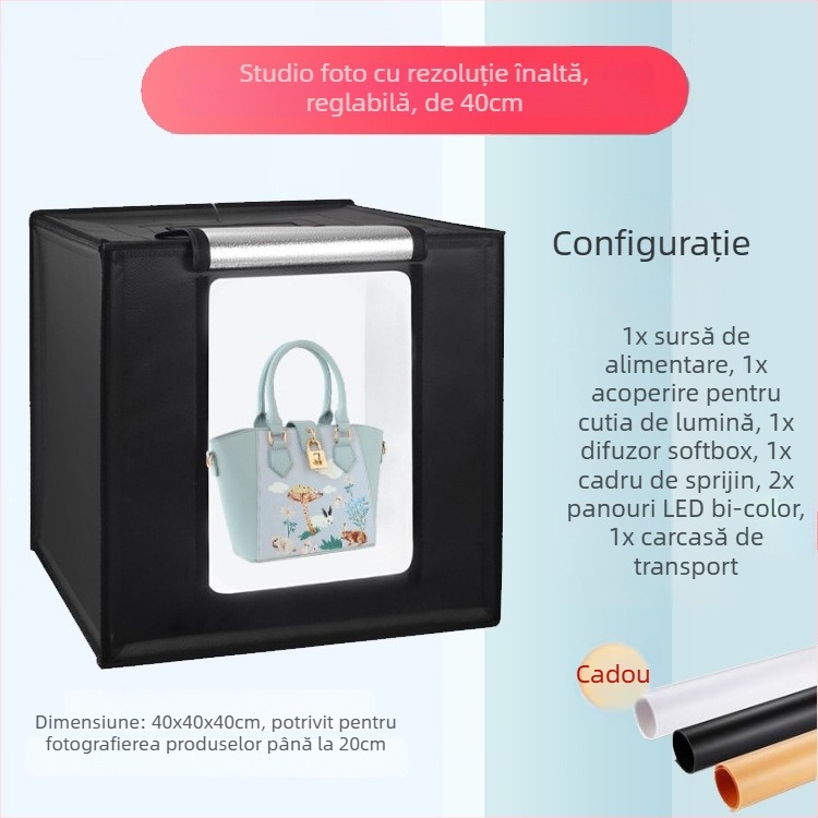 Cutie LED pentru studio – plieră, ușoară, pentru fotografie personală; construcție din folie de aluminiu și pânză Oxford; greutăți 2,5/4/5,8 kg