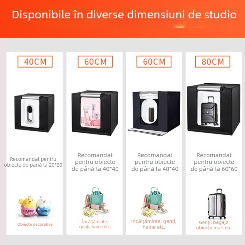 Cutie LED pentru studio – plieră, ușoară, pentru fotografie personală; construcție din folie de aluminiu și pânză Oxford; greutăți 2,5/4/5,8 kg