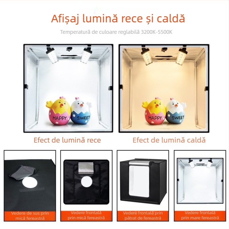 Cutie LED pentru studio – plieră, ușoară, pentru fotografie personală; construcție din folie de aluminiu și pânză Oxford; greutăți 2,5/4/5,8 kg