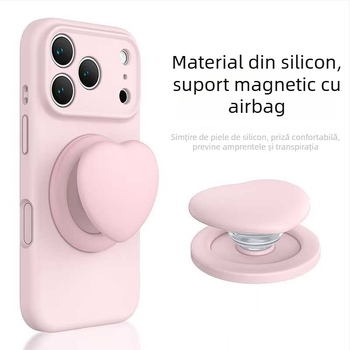 Suport pentru telefon, inimă, din silicon lichid complet, FG-85536; compatibil Apple; prindere magnetică pentru toate telefoanele; personalizare disponibilă