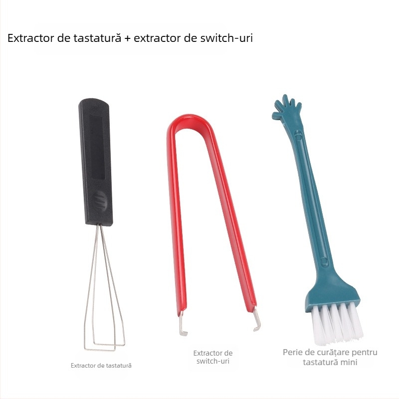 Set de curățare pentru tastatură mecanică cu extractor de taste și extractor de axă (unelte de curățare pentru întreținerea tastaturii)