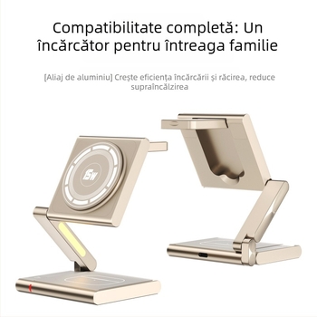 Încărcător wireless magnetic 3 în 1 pentru Apple iPhone Qi2 PD Fast Charging, 23W total (Telefon 15W / Căști 5W / Ceas 2,5W)