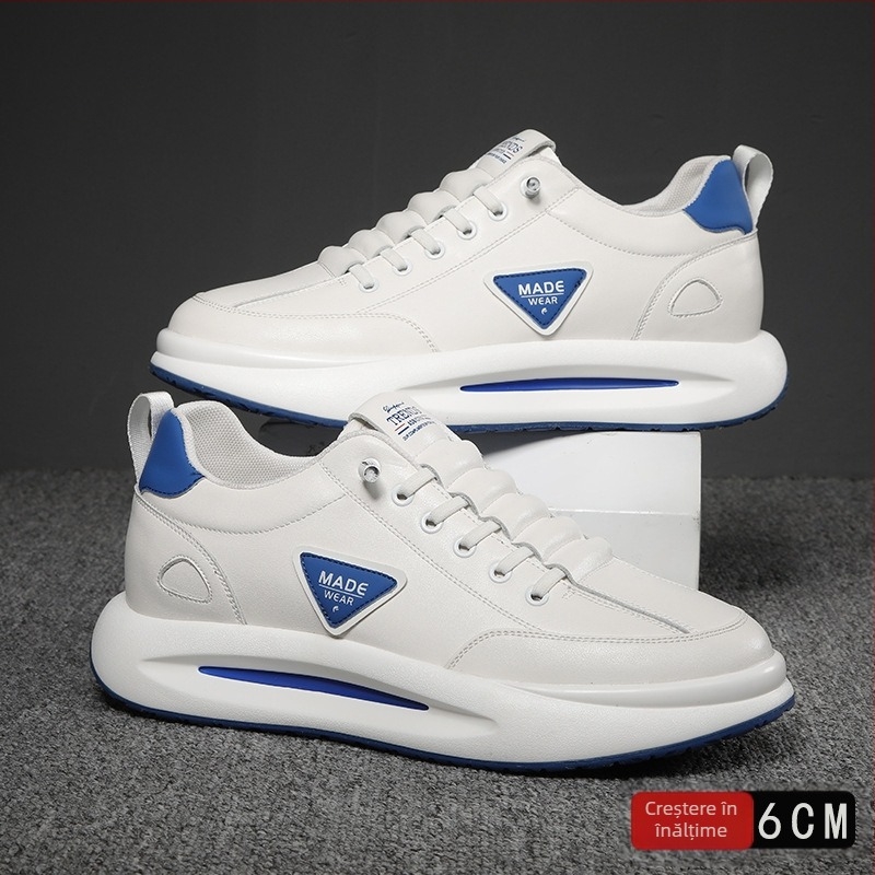 Pantofi sport din piele pentru bărbați, cu creștere ascunsă a înălțimii, partea superioară din piele de vacă, branț PU cu căptușeală din plasă, talpă din cauciuc, toc redus 1-3 cm