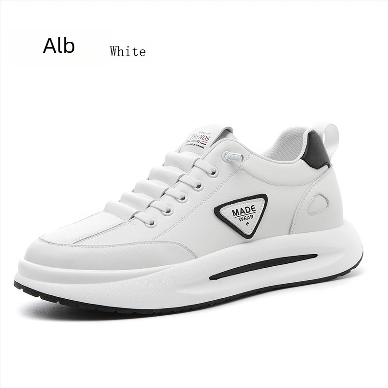 Pantofi sport din piele pentru bărbați, cu creștere ascunsă a înălțimii, partea superioară din piele de vacă, branț PU cu căptușeală din plasă, talpă din cauciuc, toc redus 1-3 cm