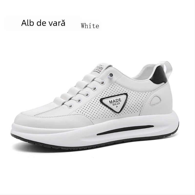 Pantofi sport din piele pentru bărbați, cu creștere ascunsă a înălțimii, partea superioară din piele de vacă, branț PU cu căptușeală din plasă, talpă din cauciuc, toc redus 1-3 cm