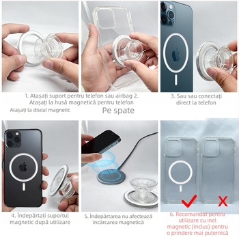 Suport de masă pentru telefon cu disc magnetic (Material: Plastic; Stil: Universal; Personalizare: Suportată)