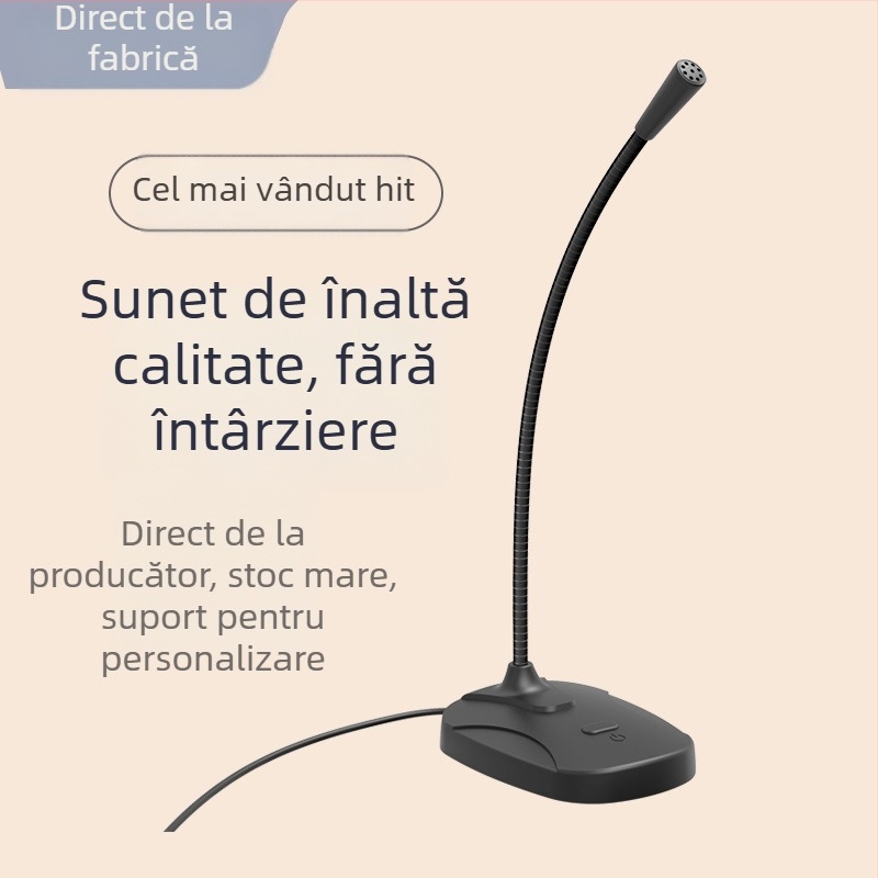Microfon de birou USB/3,5 mm pentru conferințe, gaming și cursuri online (Model M6, răspuns în frecvență 20 Hz–20 kHz, SNR ≥60 dB)