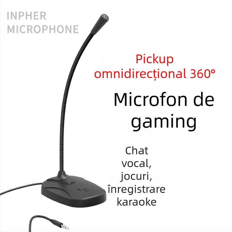 Microfon de birou USB/3,5 mm pentru conferințe, gaming și cursuri online (Model M6, răspuns în frecvență 20 Hz–20 kHz, SNR ≥60 dB)