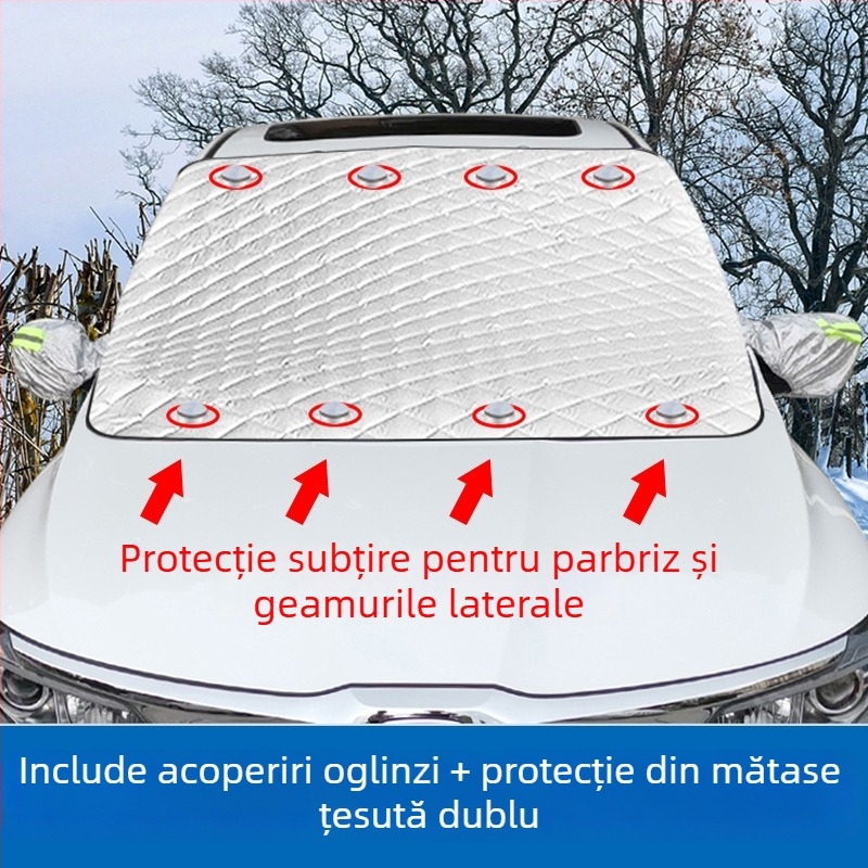 Scut zăpadă pentru parbrizul frontal al mașinii – Angry Horse, bandă argintie, montaj cu adeziv, potrivire universală, 1 kg