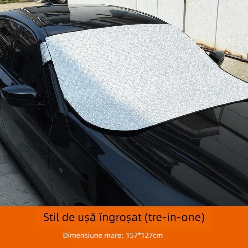 Scut zăpadă pentru parbrizul frontal al mașinii – Angry Horse, bandă argintie, montaj cu adeziv, potrivire universală, 1 kg