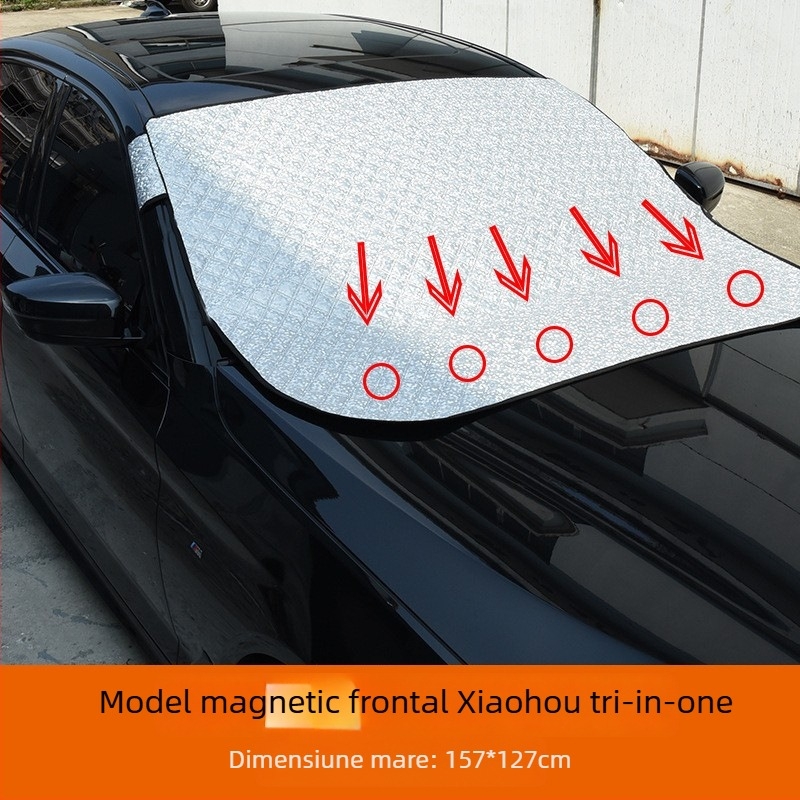 Scut zăpadă pentru parbrizul frontal al mașinii – Angry Horse, bandă argintie, montaj cu adeziv, potrivire universală, 1 kg