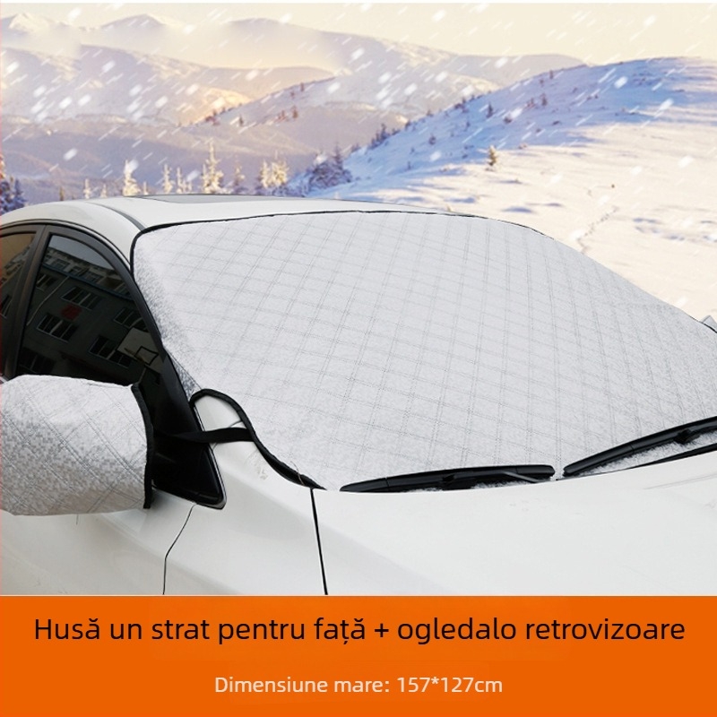 Scut zăpadă pentru parbrizul frontal al mașinii – Angry Horse, bandă argintie, montaj cu adeziv, potrivire universală, 1 kg