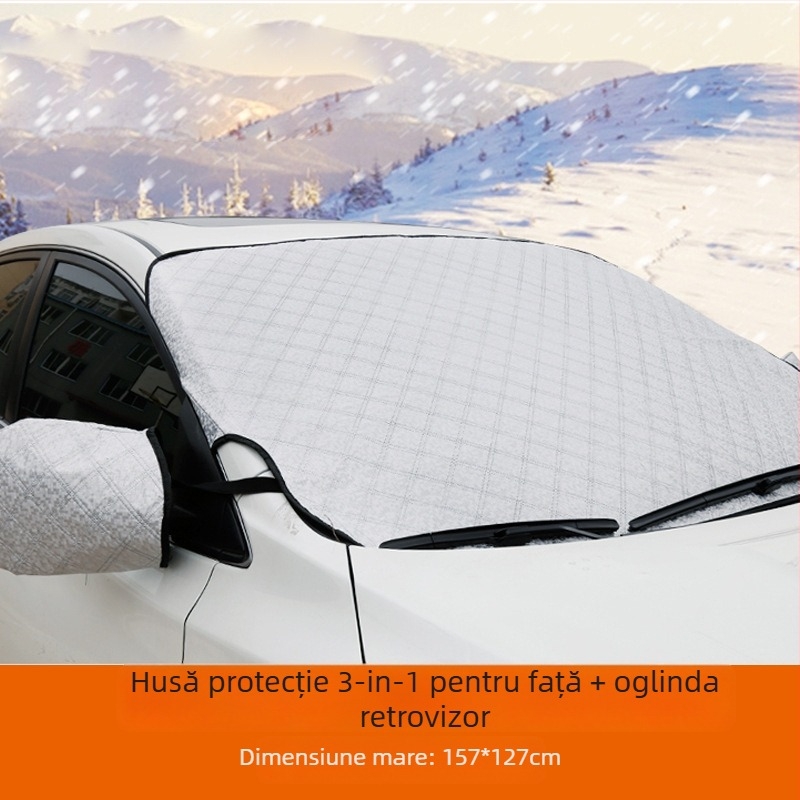 Scut zăpadă pentru parbrizul frontal al mașinii – Angry Horse, bandă argintie, montaj cu adeziv, potrivire universală, 1 kg