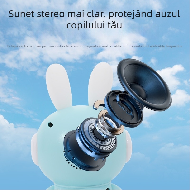 Mașină educațională pentru copii cu iepuraș — Bluetooth, telecomandă, MP3, memorie 8GB, ABS