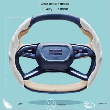 Acoperire volan din velur pentru mașină – universală pentru toate anotimpurile, anti-alunecare, absorbantă de transpirație, rezistentă la uzură, portabilă