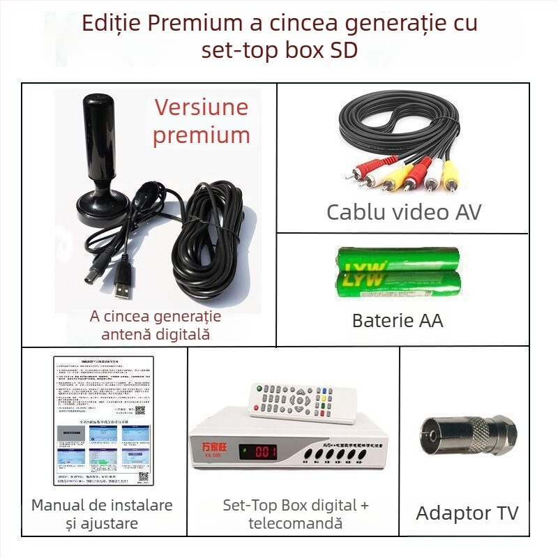 Receptor TV de interior – set-top box cu cip Wanjiawang, model 2023; imprimare logo: posibilă