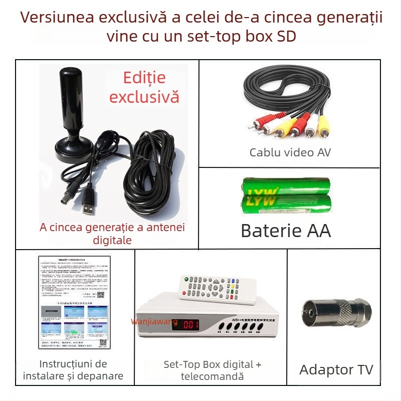 Receptor TV de interior – set-top box cu cip Wanjiawang, model 2023; imprimare logo: posibilă