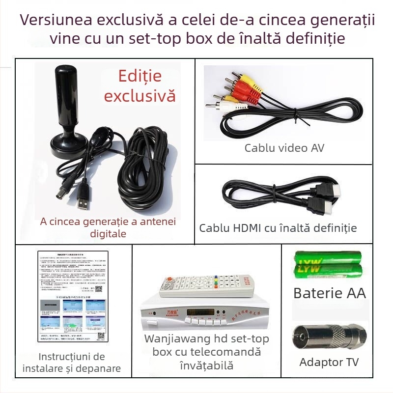 Receptor TV de interior – set-top box cu cip Wanjiawang, model 2023; imprimare logo: posibilă