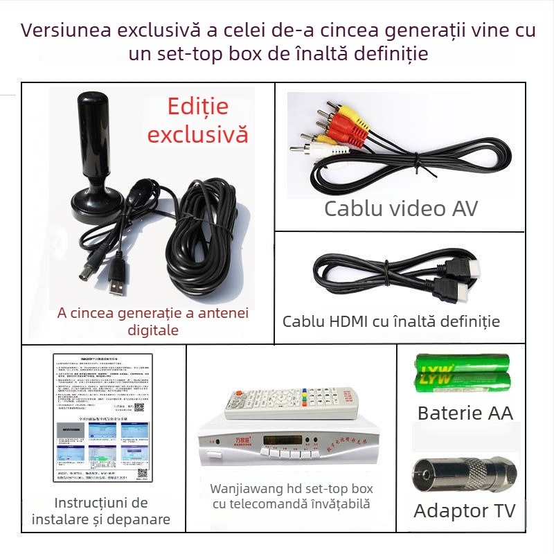 Receptor TV de interior – set-top box cu cip Wanjiawang, model 2023; imprimare logo: posibilă