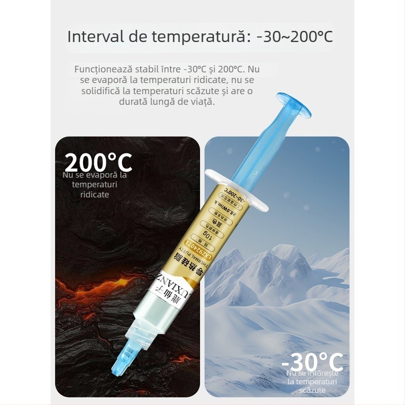 Deer Fairy Gel de silicon pentru răcire CPU, conductivitate 10W/mK, rezistent la temperaturi înalte, pentru CPU, plăci de bază și VRAM