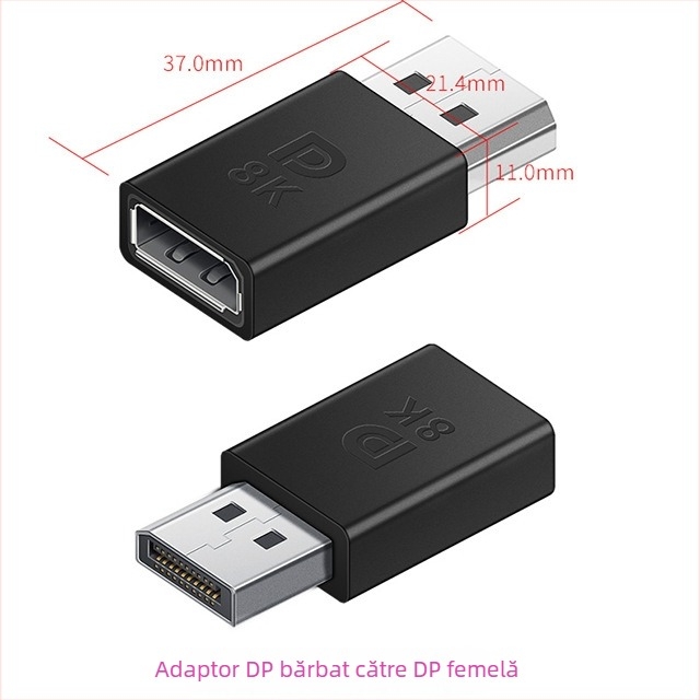 Adaptor ESYNC DP către Mini DisplayPort, suportă 8K@60Hz, ieșire 1×2, carcasă din aliaj de aluminiu