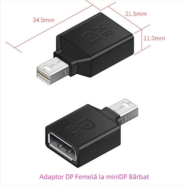 Adaptor ESYNC DP către Mini DisplayPort, suportă 8K@60Hz, ieșire 1×2, carcasă din aliaj de aluminiu