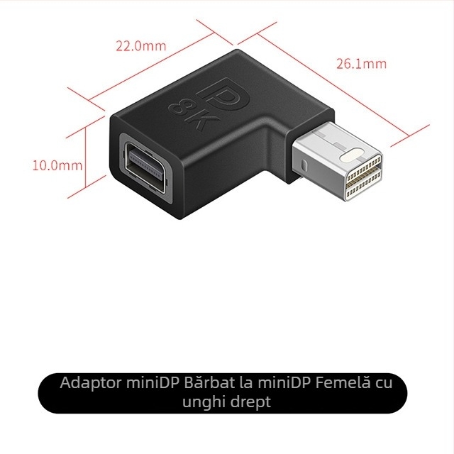 Adaptor ESYNC DP către Mini DisplayPort, suportă 8K@60Hz, ieșire 1×2, carcasă din aliaj de aluminiu
