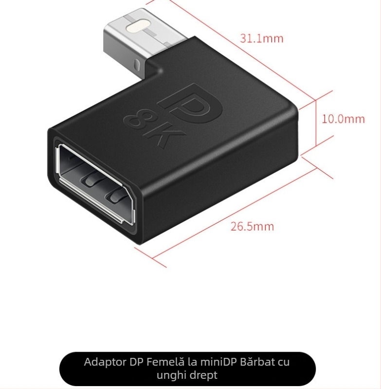 Adaptor ESYNC DP către Mini DisplayPort, suportă 8K@60Hz, ieșire 1×2, carcasă din aliaj de aluminiu