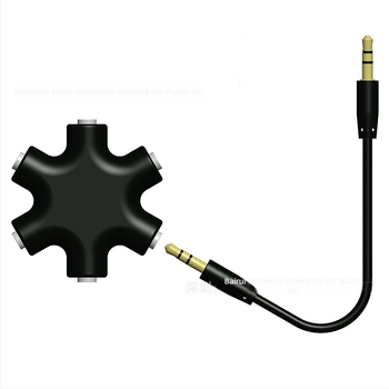 Divizor audio 1 la 5 pentru căști, cu nucleu din cupru, interfață de ieșire audio, cablu audio de 20 cm inclus