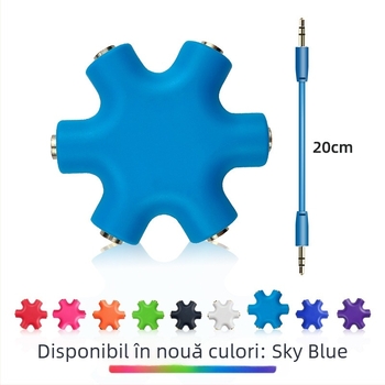 Divizor audio 1 la 5 pentru căști, cu nucleu din cupru, interfață de ieșire audio, cablu audio de 20 cm inclus