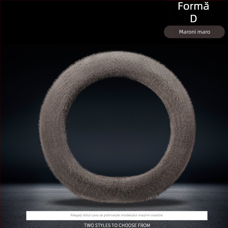 Husă de volan din pluș artificial, stil simplu, potrivire universală, cusută manual, pentru iarnă