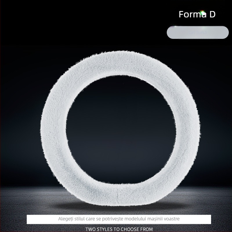 Husă de volan din pluș artificial, stil simplu, potrivire universală, cusută manual, pentru iarnă