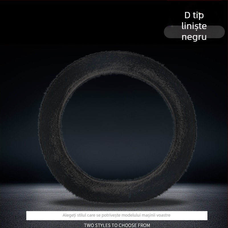 Husă de volan din pluș artificial, stil simplu, potrivire universală, cusută manual, pentru iarnă