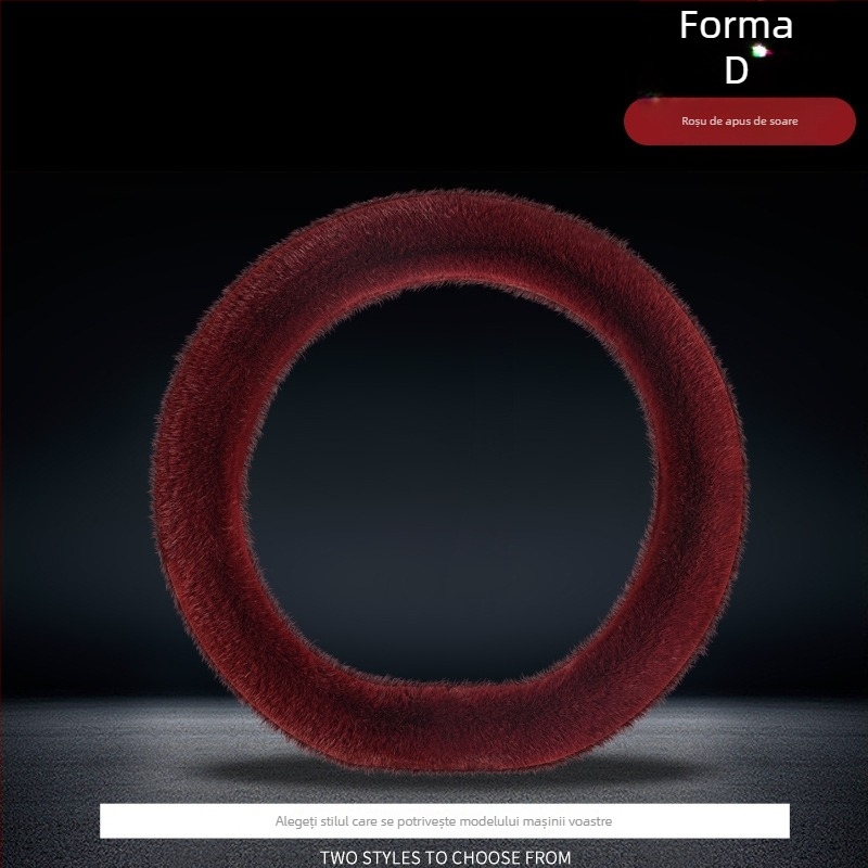 Husă de volan din pluș artificial, stil simplu, potrivire universală, cusută manual, pentru iarnă