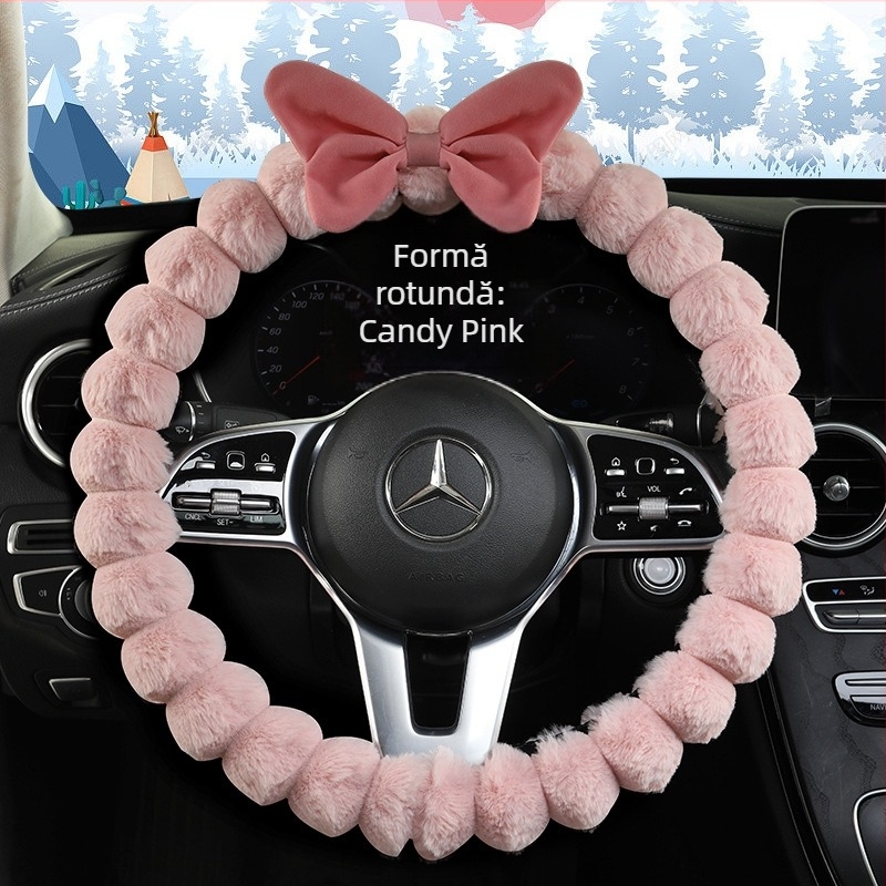 Ichabo husă de volan din pluș artificial – stil drăguț, sezon: iarnă, potrivire universală