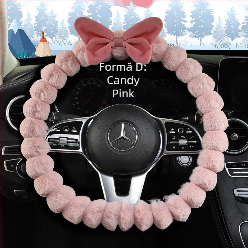 Ichabo husă de volan din pluș artificial – stil drăguț, sezon: iarnă, potrivire universală