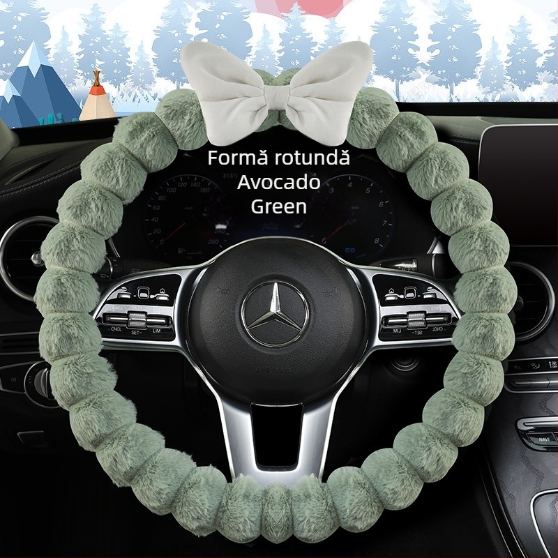 Ichabo husă de volan din pluș artificial – stil drăguț, sezon: iarnă, potrivire universală