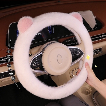 Husă de volan - stil minimalist, pluș artificial, utilizare de iarnă, potrivire universală cu majoritatea mașinilor