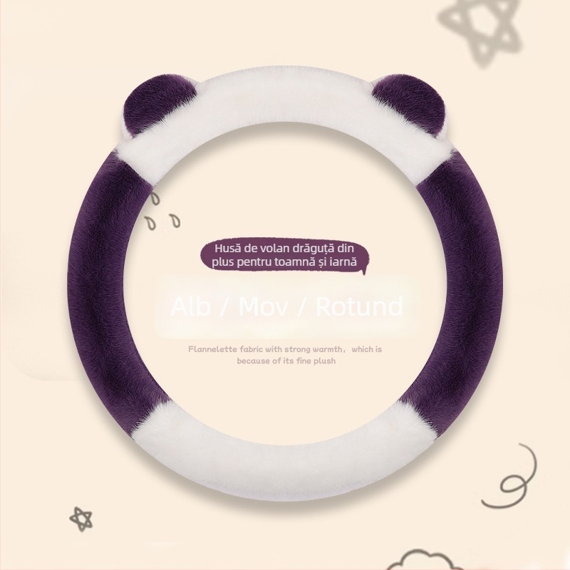 Husă de volan - stil minimalist, pluș artificial, utilizare de iarnă, potrivire universală cu majoritatea mașinilor